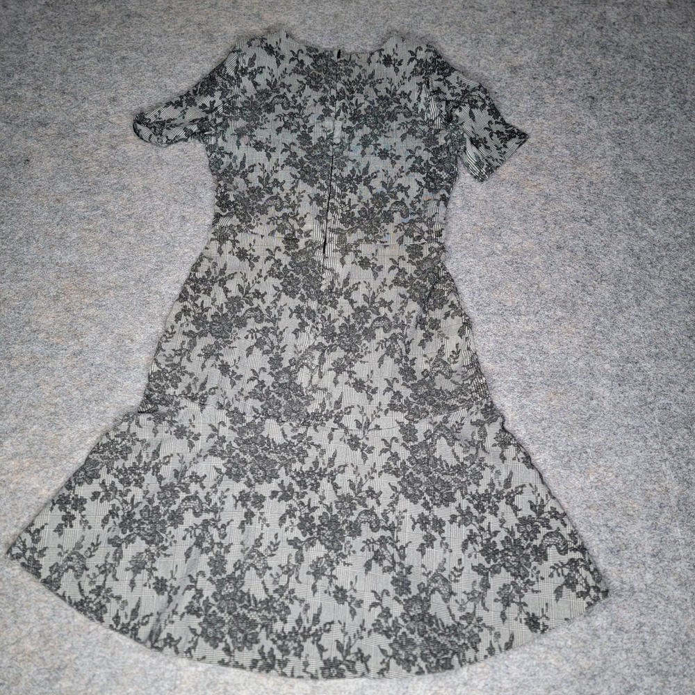 Lauren Ralph Lauren‎ Black Floral Plaid Fit & Flare Dress Size 0 - Picture 3 of 7